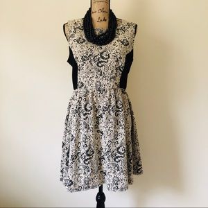 Candies skater dress - black and ivory pattern